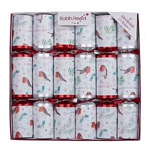 Robin Reed 12" Christmas Robin Greeting Christmas Crackers - Pack of 6