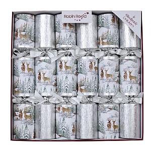 Robin Reed 14" Frosted Forest Christmas Crackers - Pack of 6