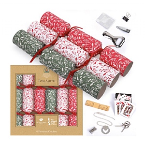 Tom Smith Box of 6 14" White, Red & Green Premium Crackers (FSC)