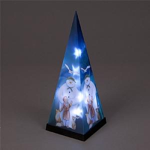 Snowtime 35cm Laser Pyramid - The Snowman and Friends (Battery Operated)