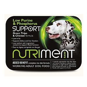 Nutriment Raw Low Purine & Phosphorus Support Green Tripe & Chicken Frozen Dog Food - Adult (500g)