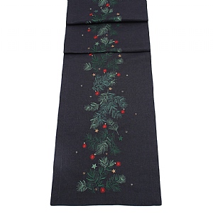 Peggy Wilkins Winter Springs Pewter 14x75" Table Runner