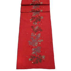 Peggy Wilkins Winter Springs Red 14x75" Table Runner