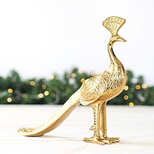 Gold Aluminium Peacock Candle Holder