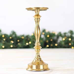 Medium Gold Aluminium Pillar Candle Holder