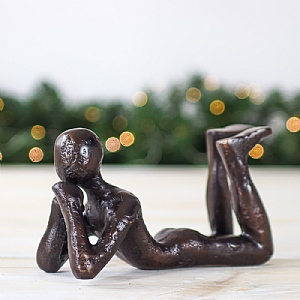 Aluminium Copper Lying Figure Sculpture