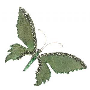 Green Beaded Butterfly Clip 19cm