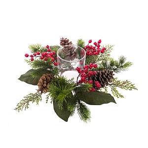 Berry Pine Cone Candle Holder