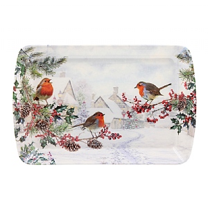 Christmas Robins Small Tray