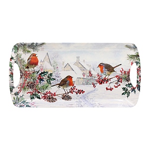 Christmas Robins Medium Tray
