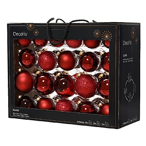 Decoris Box Of 42 Oxblood Glass Baubles
