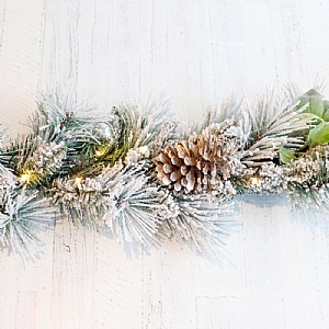 270cm Snow-White Natural Garland With Pine Cone