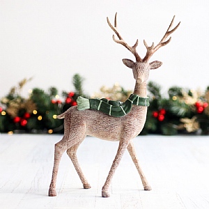 31cm Standing Woodgrain Deer