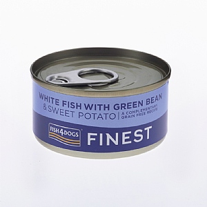 Fish4Dogs Finest White Fish with Sweet Potato & Green Bean Tin 85g
