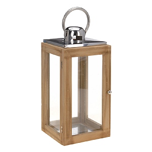 Wood Stainless Steel Lantern 54cm