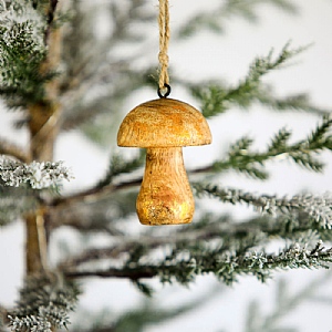 Wooden Mushroom Hanging Decoration (8cm)
