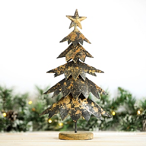 Rustic Metal Tree (39cm) - Black and Gold
