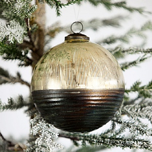 Glass Bauble (13cm) - Silver Blue
