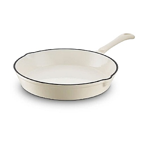 Barbary & Oak 26cm Cast Iron Round Frying Pan Cream