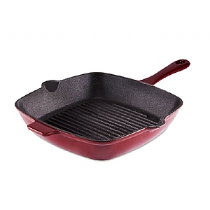 Barbary & Oak 23cm Cast Iron Grill Pan Red