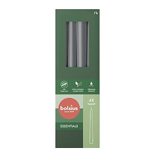 Bolsius 24cm Stormy Grey Tapered Candles (Pack of 4)