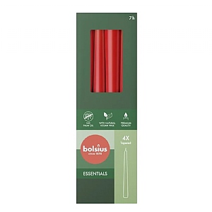 Bolsius 24cm Delicate Red Tapered Candles (Pack of 4)