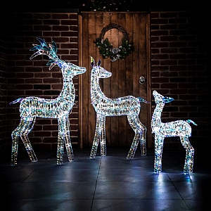 125cm LED Iridescent Reindeer Family