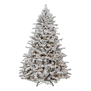 6ft Pre-Lit Balmoral Flocked Spruce Artificial Christmas Tree