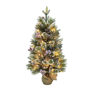 3ft Pre-Lit Frosted Berry Spruce Artificial Christmas Tree