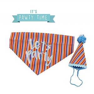 Ancol Pawty Stripe Hat & Bandana (Medium/Large)