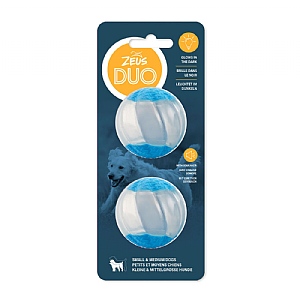 Zeus Duo Ball Dog Toy Glow and Squeaker (Small) Pack of 2