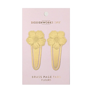 Designworks Ink Brass Page Tabs - Fleurs