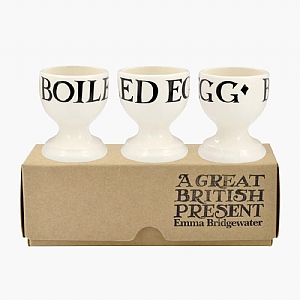 Emma Bridgewater Black Toast Set of 3 Egg Cups Boxed
