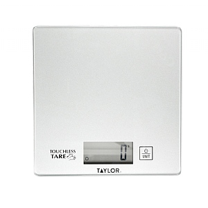 Taylor Pro Compact Digital Kitchen Scales with Touchless Tare 5kg - Silver