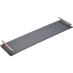 Artesa Hand Finished Slate Serving Platter with Copper Handles