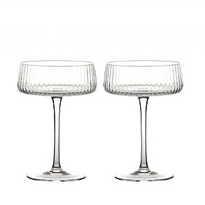Anton Studio Designs Empire Champagne Saucer Glasses - Set of 2