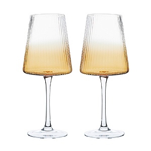 Anton Studio Designs Empire Wine Glasses Amber - Set of 2
