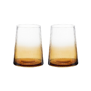 Anton Studio Designs Empire Double Old Fashioned Tumblers Amber - Set of 2