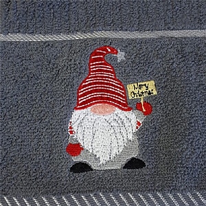 Dark Grey Christmas Gonk Tea Towel