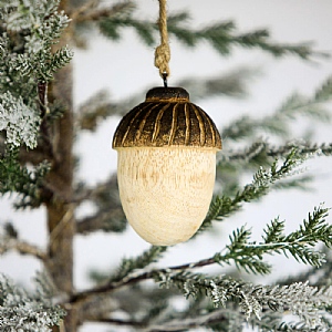 Two tone Acorn with Gold Foil Hanging Decoration (10cm)