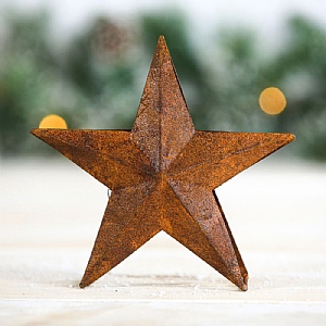 Rustic Metal Twins Star (7cm) - Brown