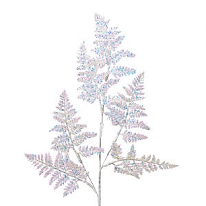 Decoris White Iridescent Fern Spray (69cm)