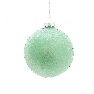 Encrusted Glass Bauble (10cm) - Green