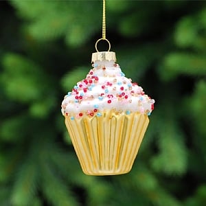 Cupcake Sprinkles Glass Hanging Decoration (9cm)