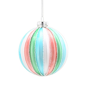 Glass Bauble (10cm) - Pink, Blue, Silver & Green