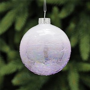 Ombre Effervescent Glass Bauble (8cm) - White & Lilac