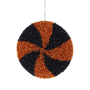 Orange & Black Candy Stripe Decoration (18cm)