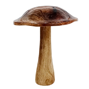 Natural Wooden Mushroom (21cm) - Brown