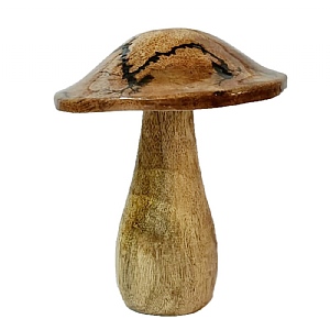 Natural Wooden Mushroom (16cm) - Brown