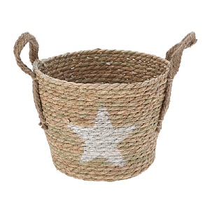 Rope Basket With White Star (34cm)